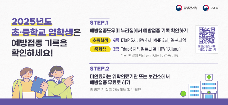 홍성군보건소, 초·중등 입학생 예방접종 확인해보세요 이미지